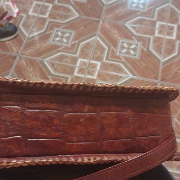 Alligator should purse brown vintage with adjustable straps with blue eyes - Picture 6 of 10